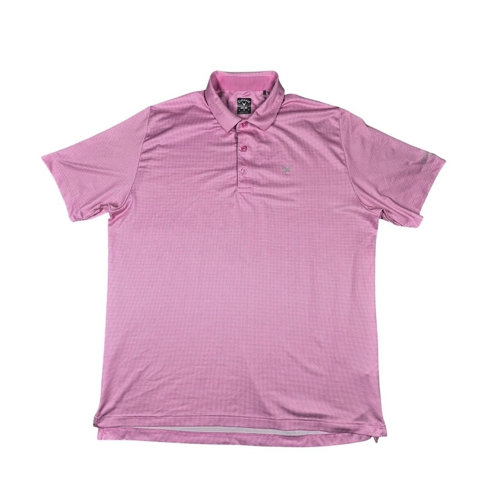 Callaway Check Opti-Dri Short Sleeve Golf Polo Shirt Mens‎ XL Pink Micro  Top